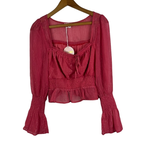 Wild Honey Tops - WILD Honey Dark Pink Long Sleeve Cropped Top Medium NWT